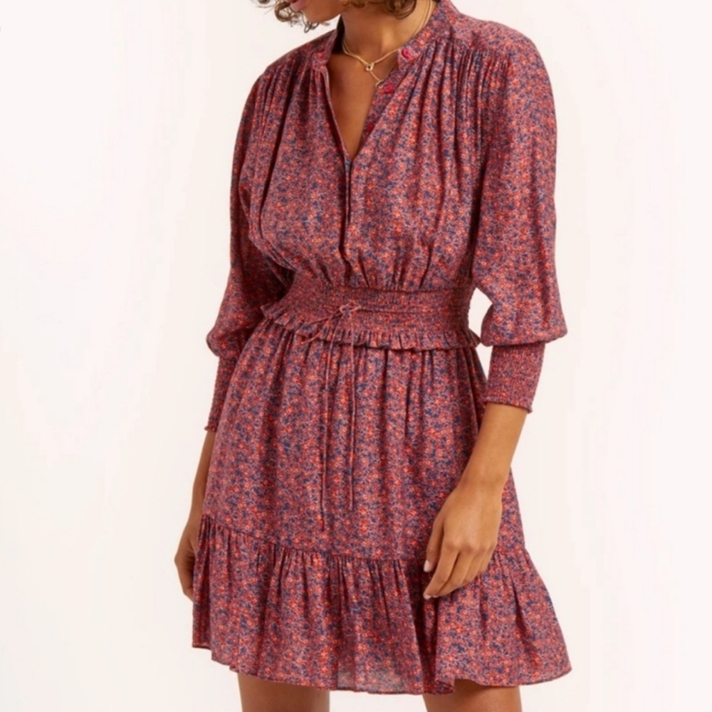 Rebecca Minkoff Women's Chloe Red Floral Boho Summer Festival Dress